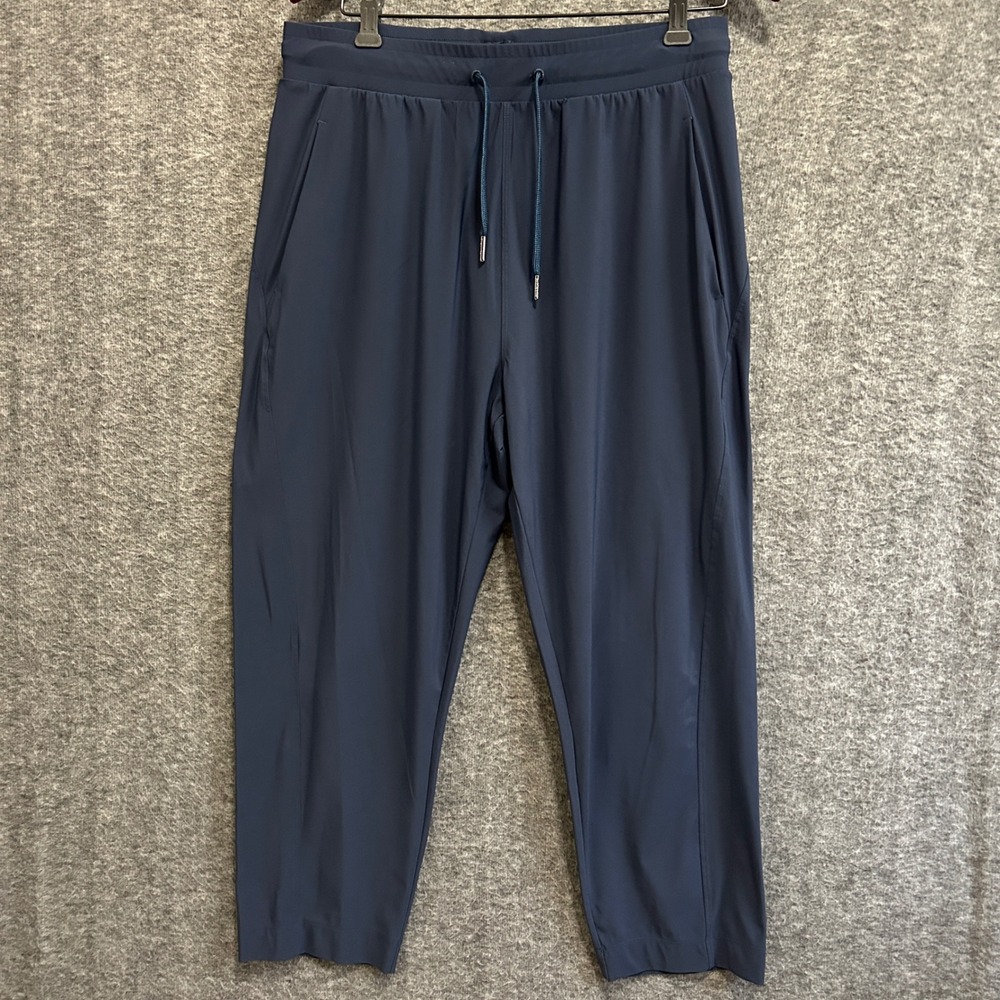 Sweaty Betty Explorer Pants L 10 Navy Lightweight Elastic Waist Tapered Trousers